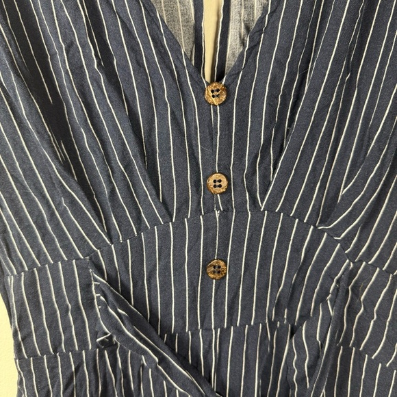 Cotton On Blue Sleeveless V-Neck Striped Jumpsuit Size Small - Picture 3 of 13